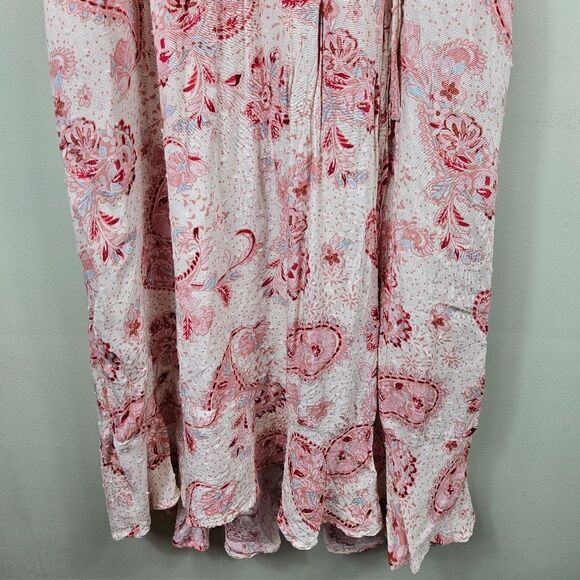 Torrid Swiss Dot Surplice Midi Dress – White & Pink 0 - Picture 6 of 11